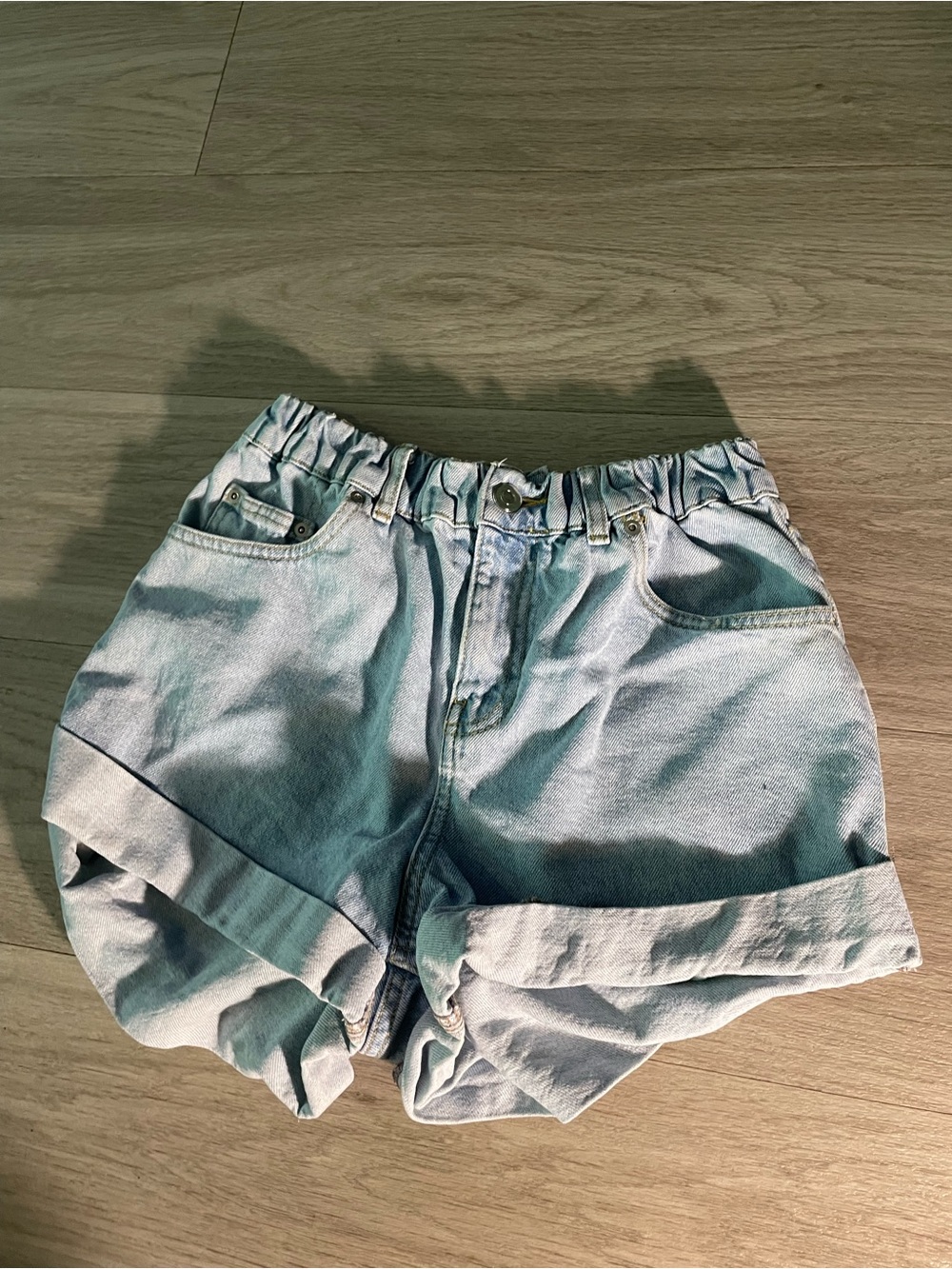 Gianni Bini Light Blue High-Rise Rolled Hem Denim Shorts